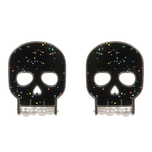 Skull W/ Pearl Tooth Post Earring