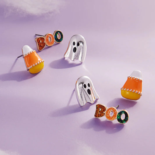 Boo, Ghost, And Candy Corn Earring Set