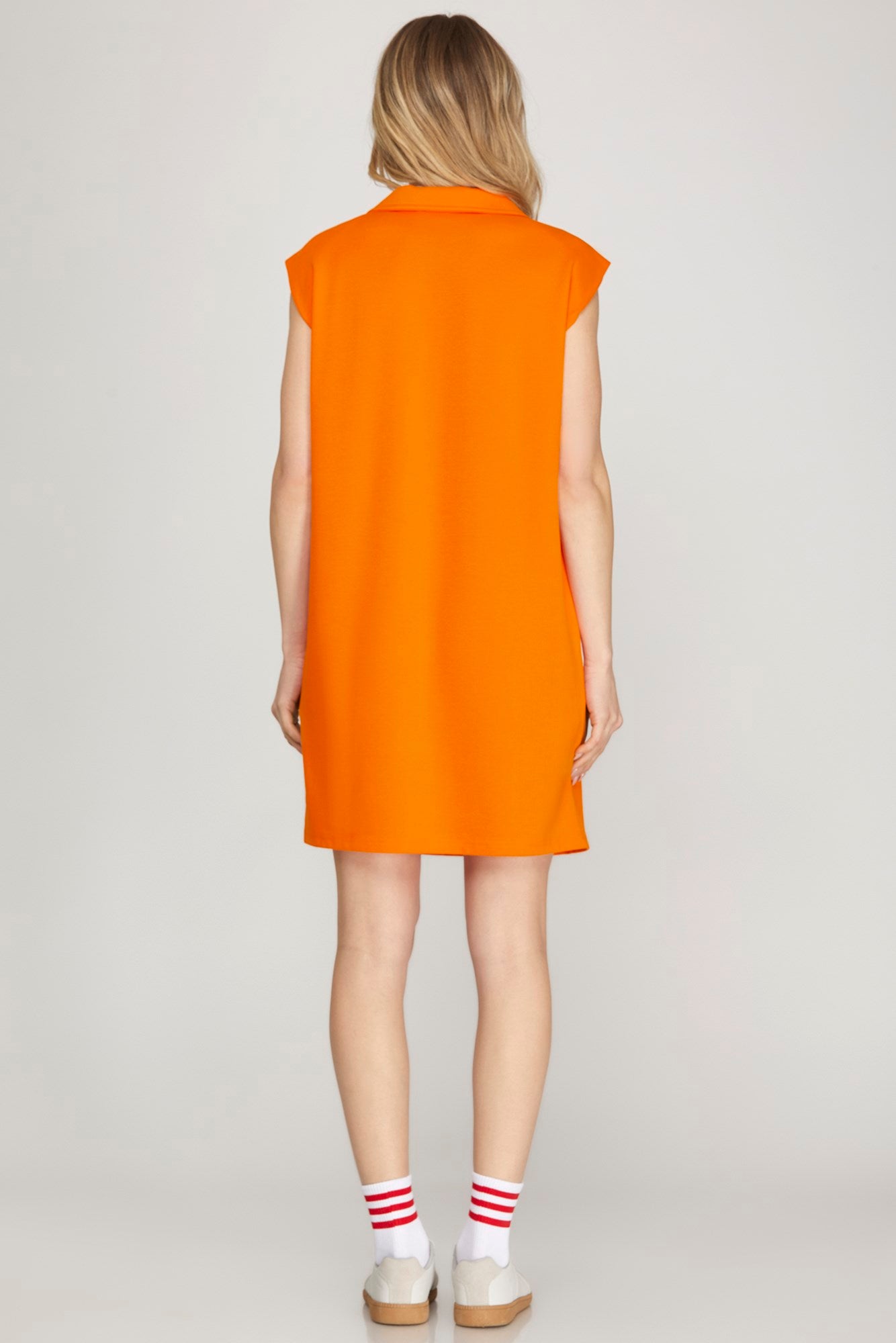 Solid Collared 1/2 Zip Polo Knit Dress
