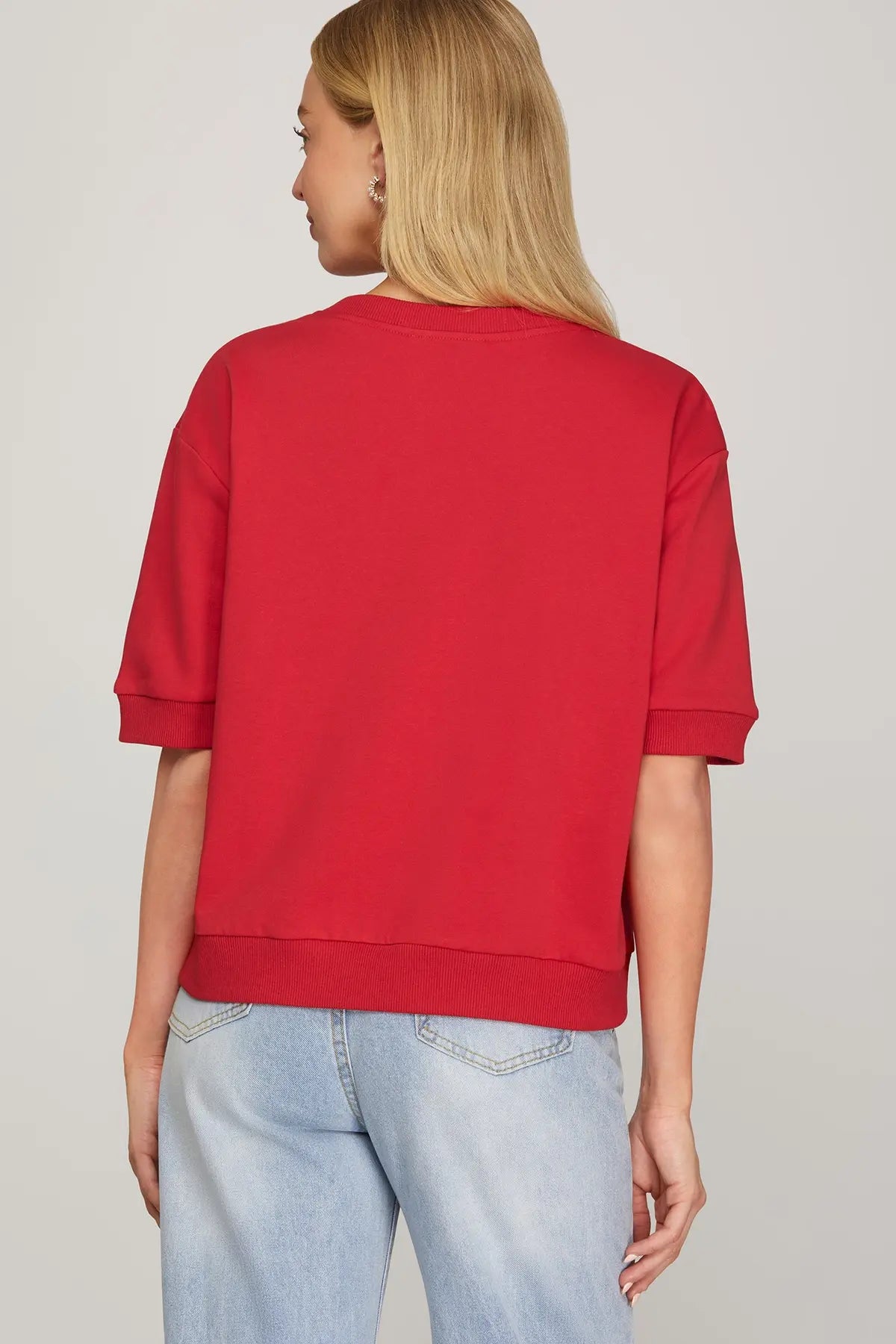 Plaid Center Bow Knit Top