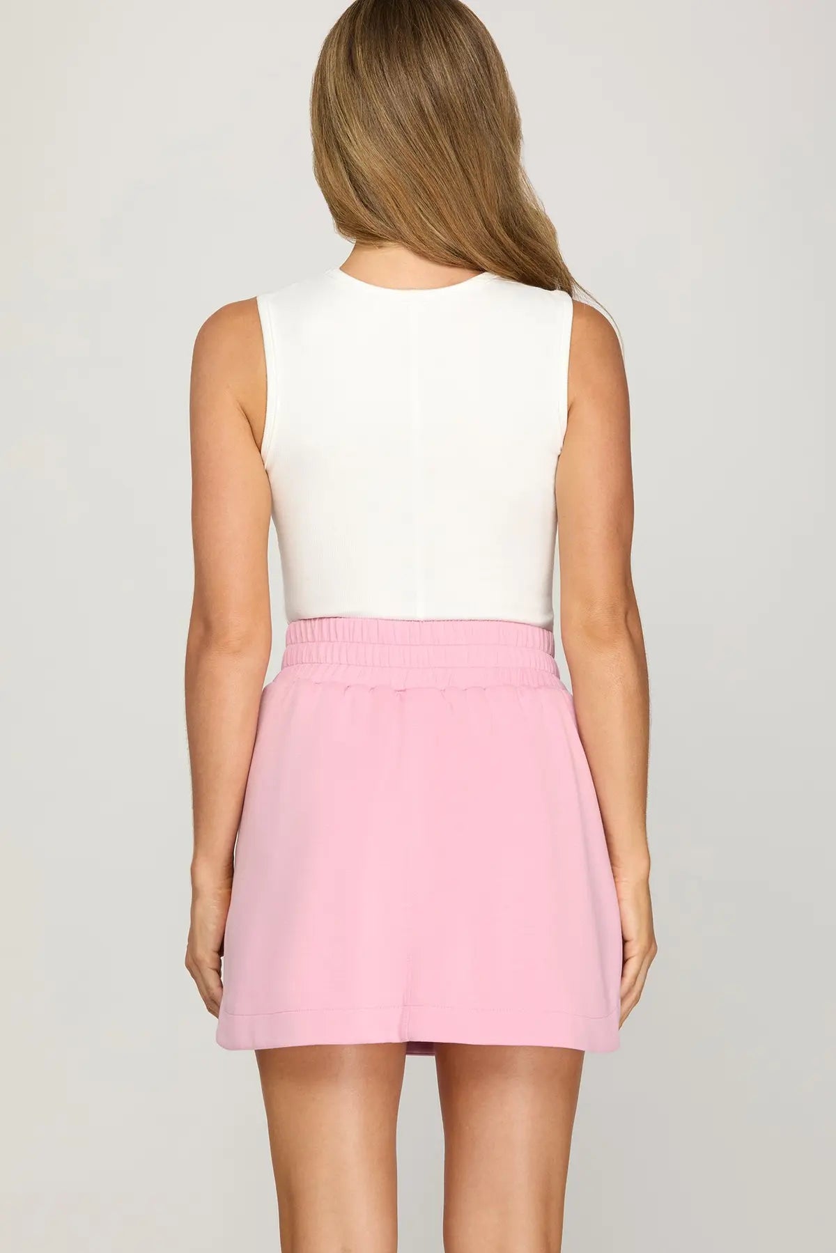 Solid High Waist Skort