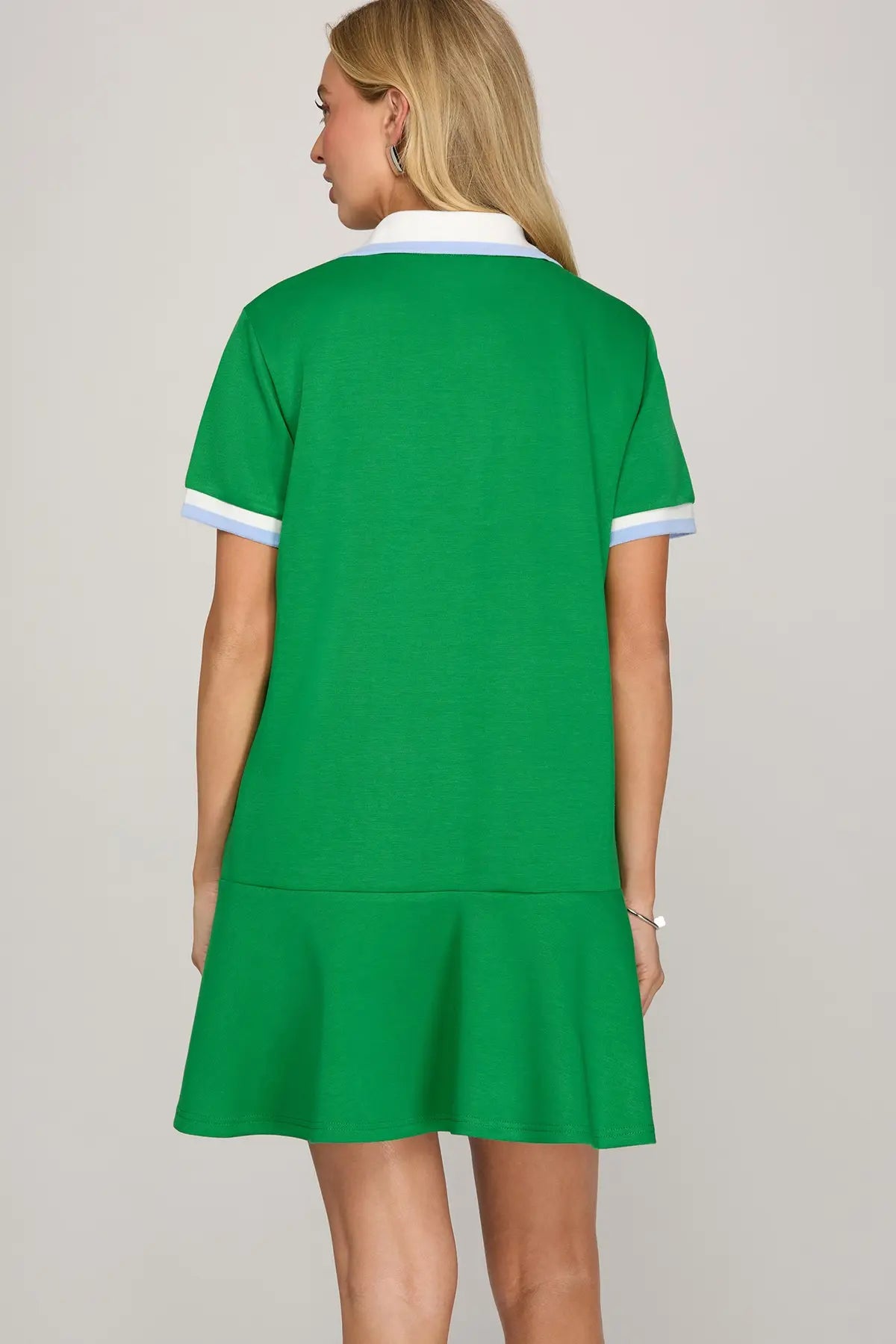 Collared Stripe Trim Tulip Hem Athleisure Dress