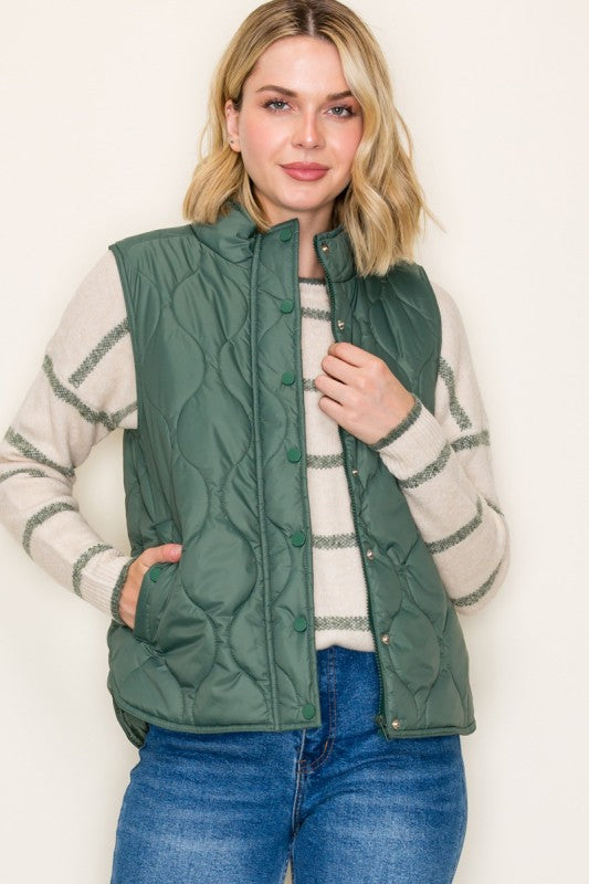 Geo Tonal Textured Puffer Vest