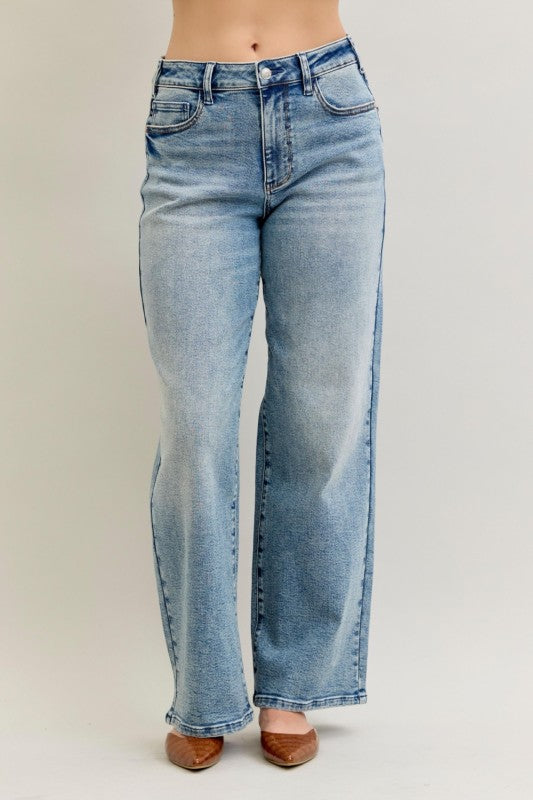 High Waist Wide Leg Light Vintage Denim