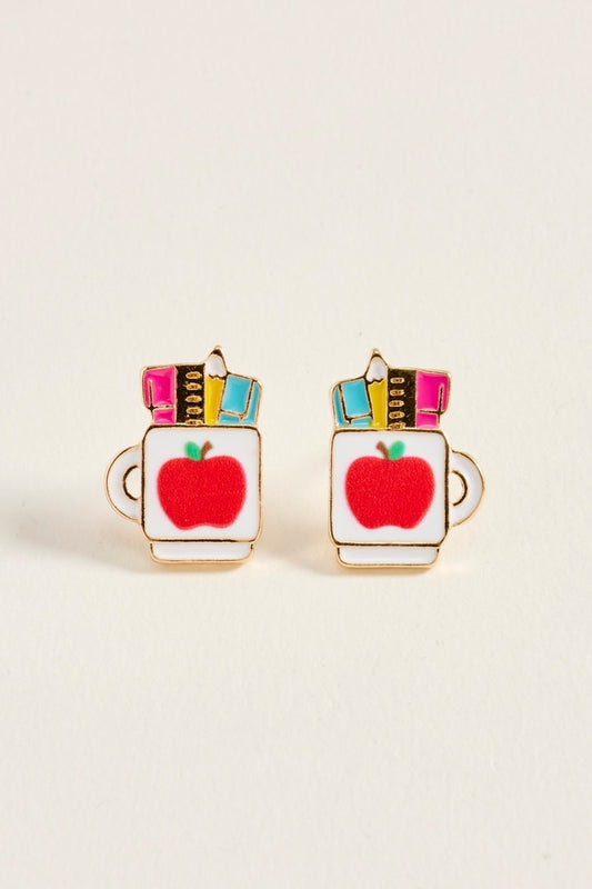 Apple Coffee Cup Stud Earring
