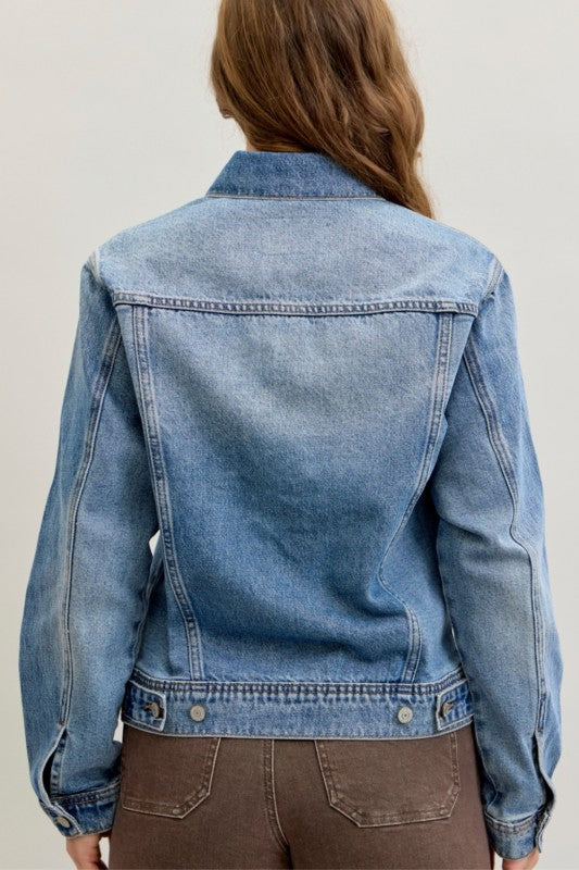 Boyfriend Rigid Magic Denim Jacket-Medium Wash