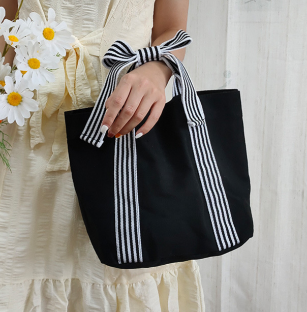 Canvas Tote Bag Beach Bow Handle with Personalization