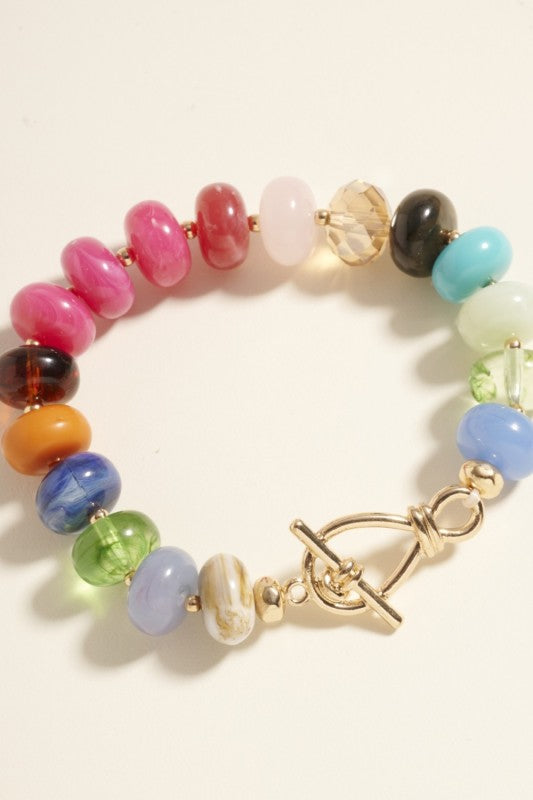 Chunky Resin Beaded Stretch Bracelet