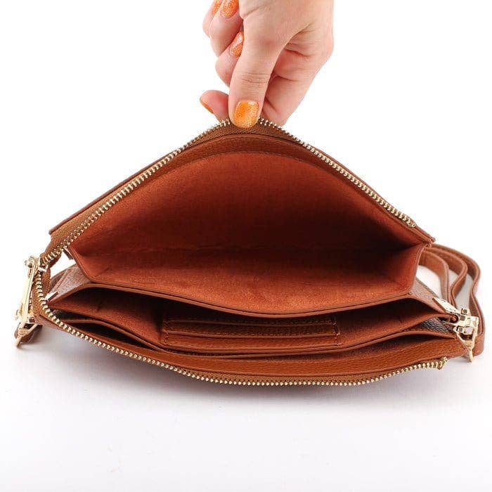 Jaylene Three Compartments Crossbody Bag with Personalization