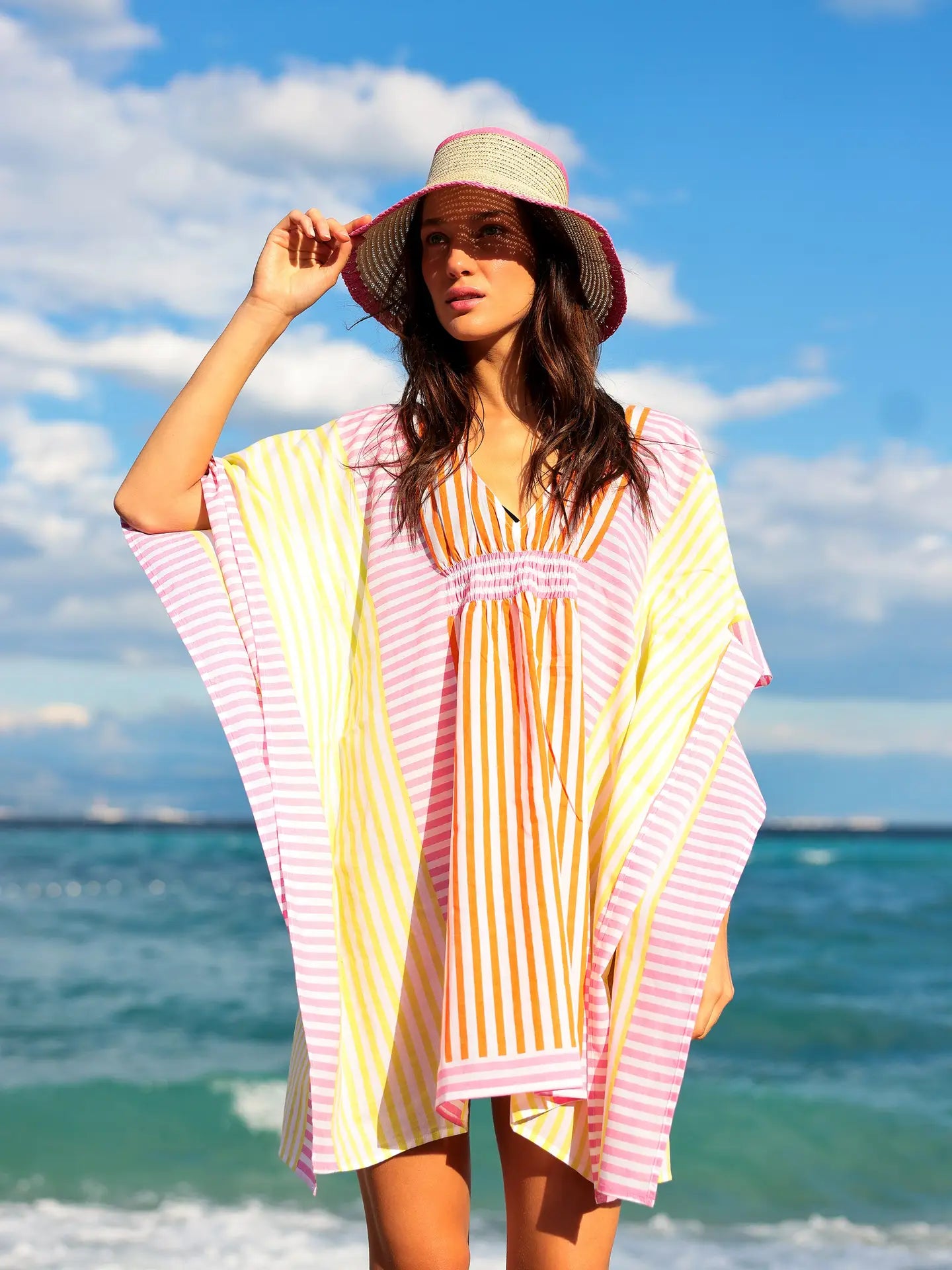 Kennedy Striped Color Block V-Neck Cover Up