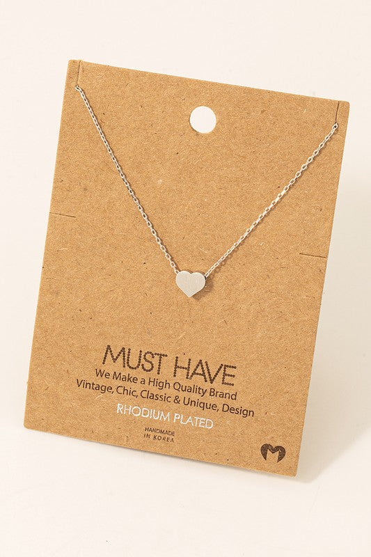 Mini Textured Flat Heart Must Have Necklace