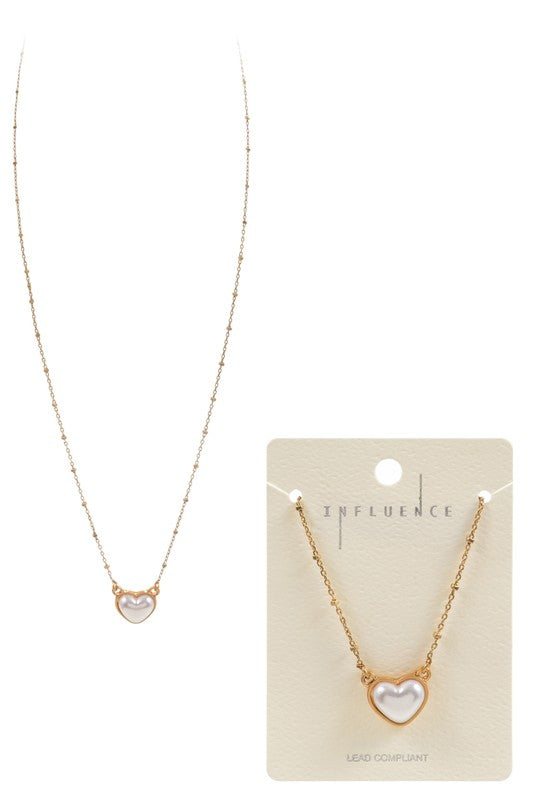 Pearl Bubble Heart Charm Necklace