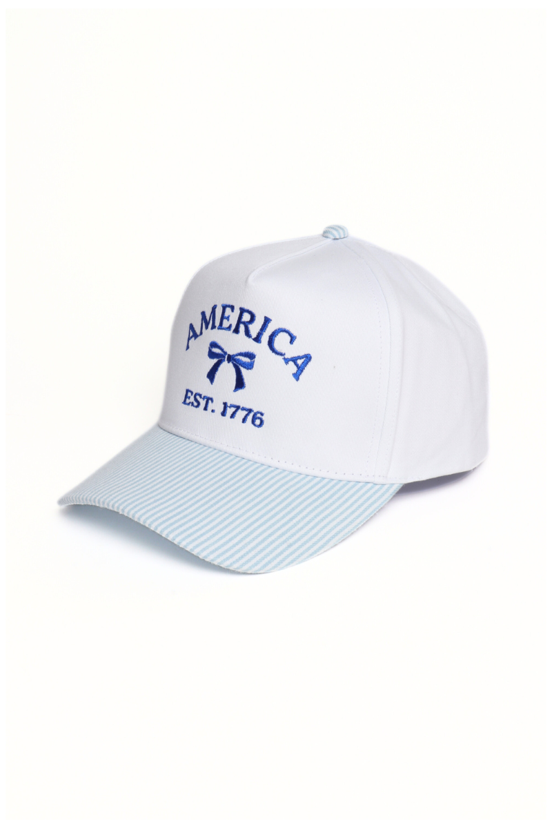 AMERICA 1776 Bow Stripe Print Two Tone Cap