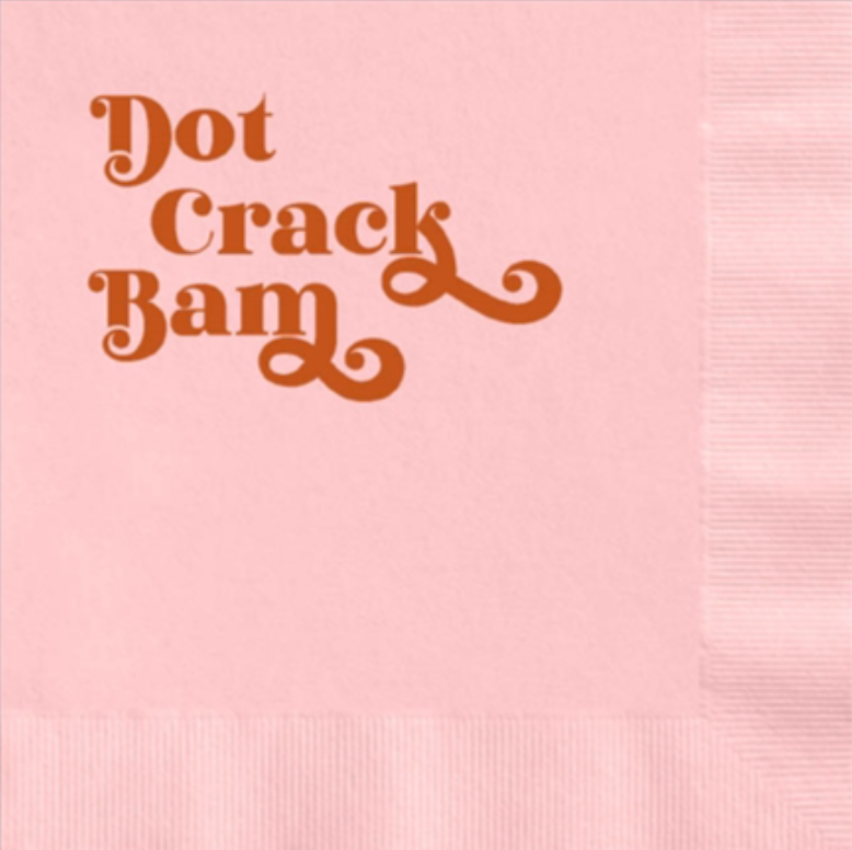 Dot Bam Crack Mahjong Pink and Orange Foil Cocktail Napkin