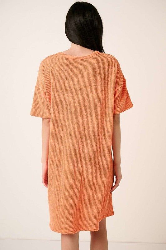 Rib Knit Relaxed Short Sleeve Tee Dress