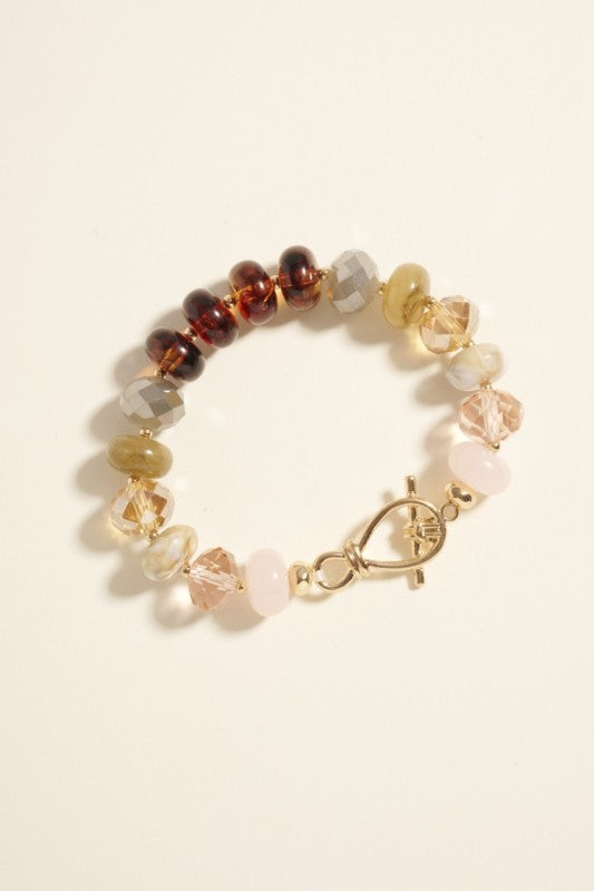 Chunky Resin Beaded Stretch Bracelet