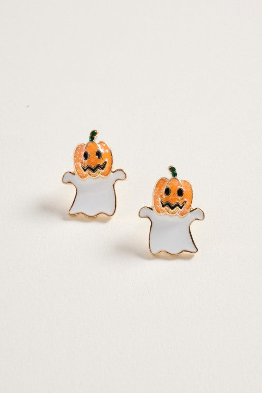 Ghost Pumpkin Head Stud Earring