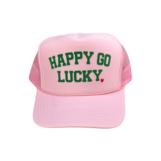 Happy Go Lucky - Light Pink Trucker Hat