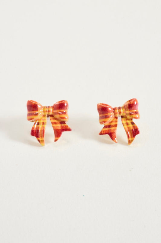 Fall Plaid Bow Stud Earring