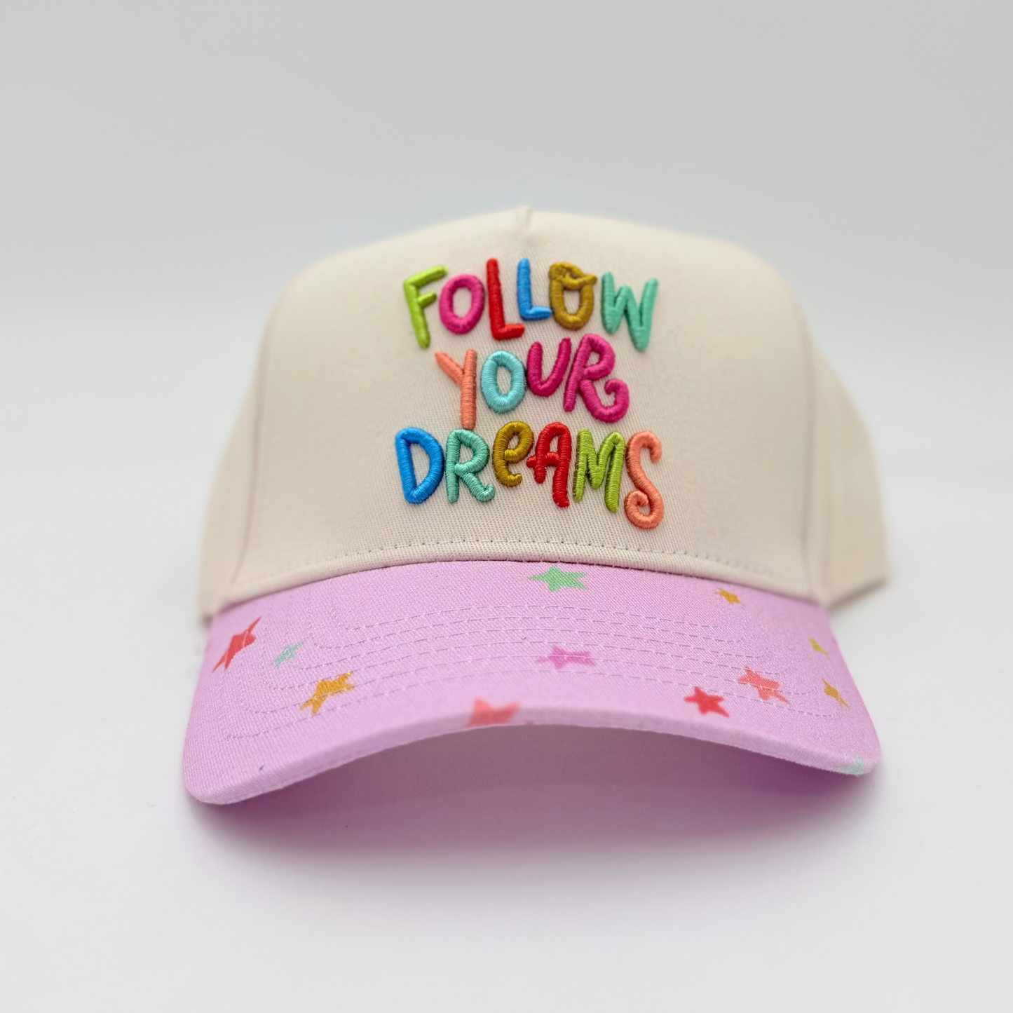 Follow Your Dreams Embroidered Hat With Decorative Bill