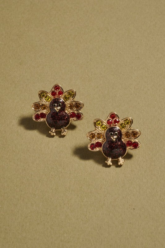 Rhinestone Turkey Post Stud Earring