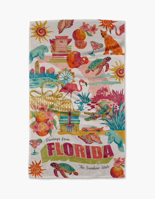 Greetings From Florida Tea Towel by Geometry