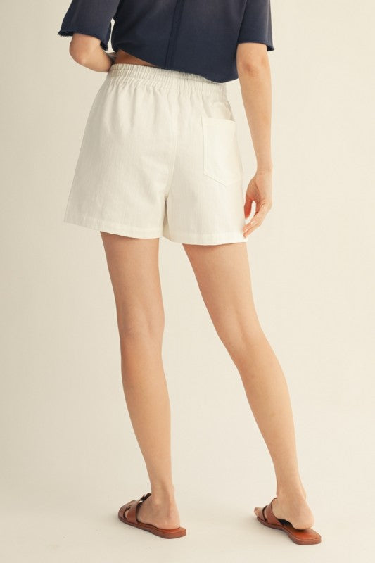 Drawstring Waist Shadow Stripe Short