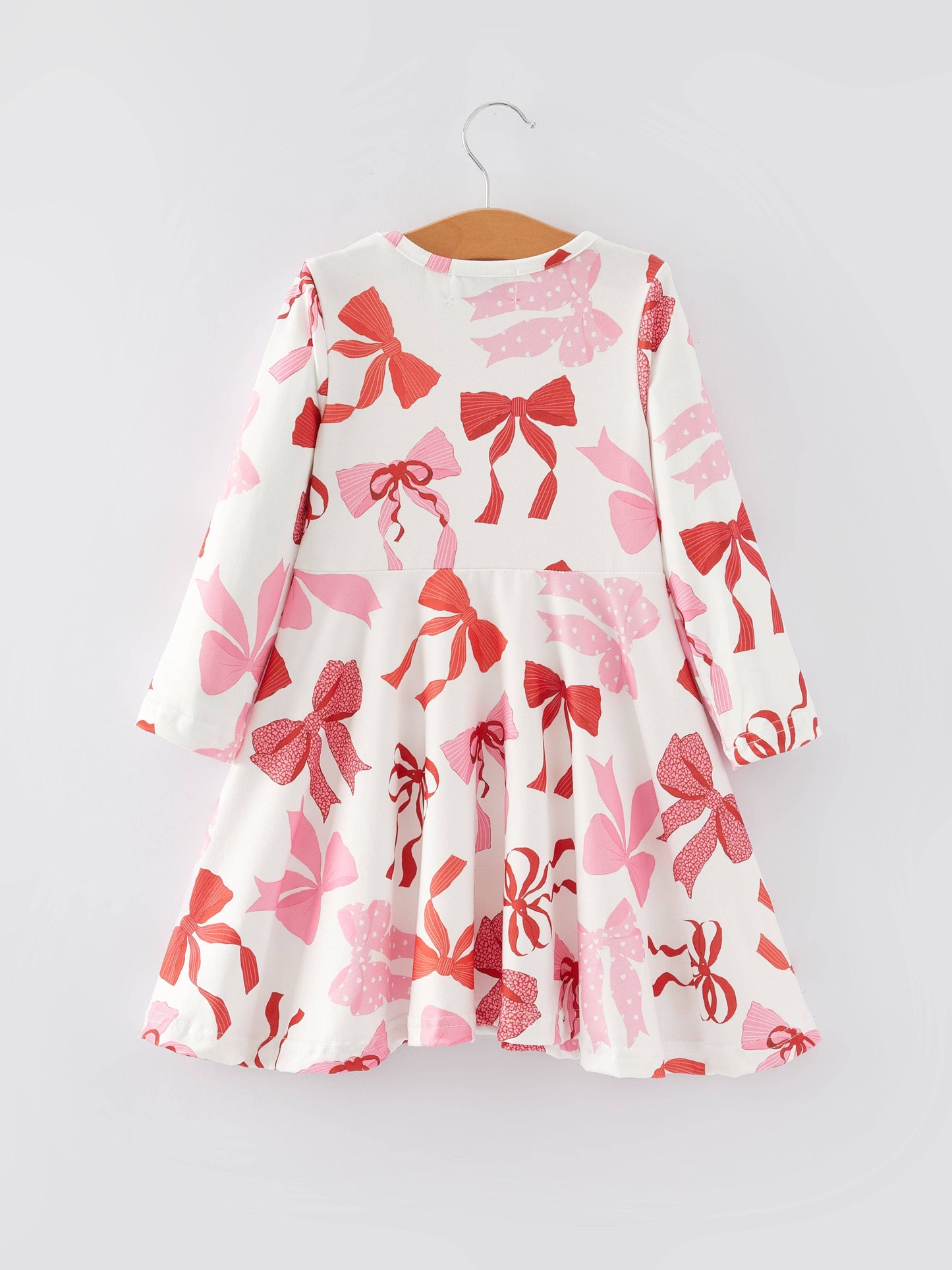 Girls' Pink Bow Print Dress