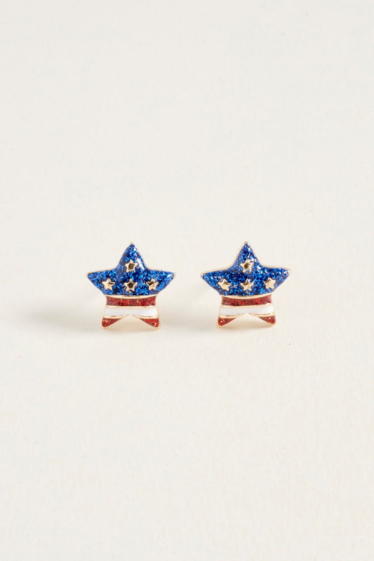 Stars & Stripes Enamel Star Stud Earring-RWB