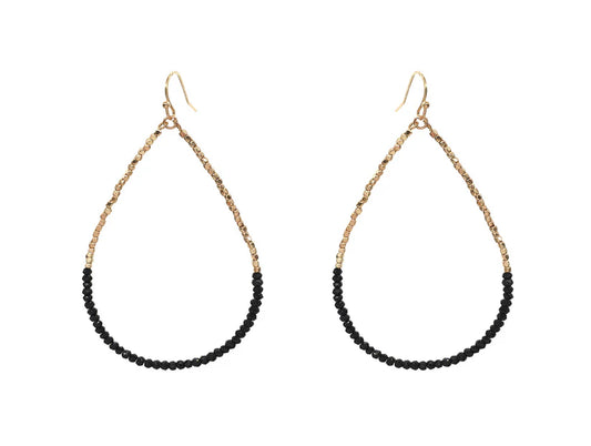 Black & Gold Seed Bead Teardrop Earring