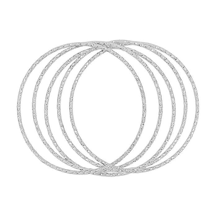 Metal Textured Bangle Bracelet Set