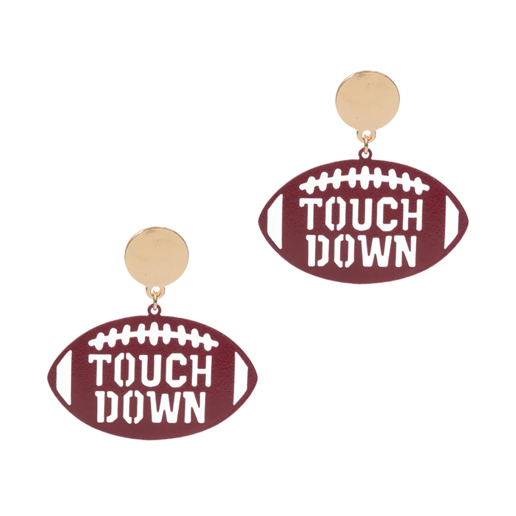 Metal Football Touchdown Cut Out Earring