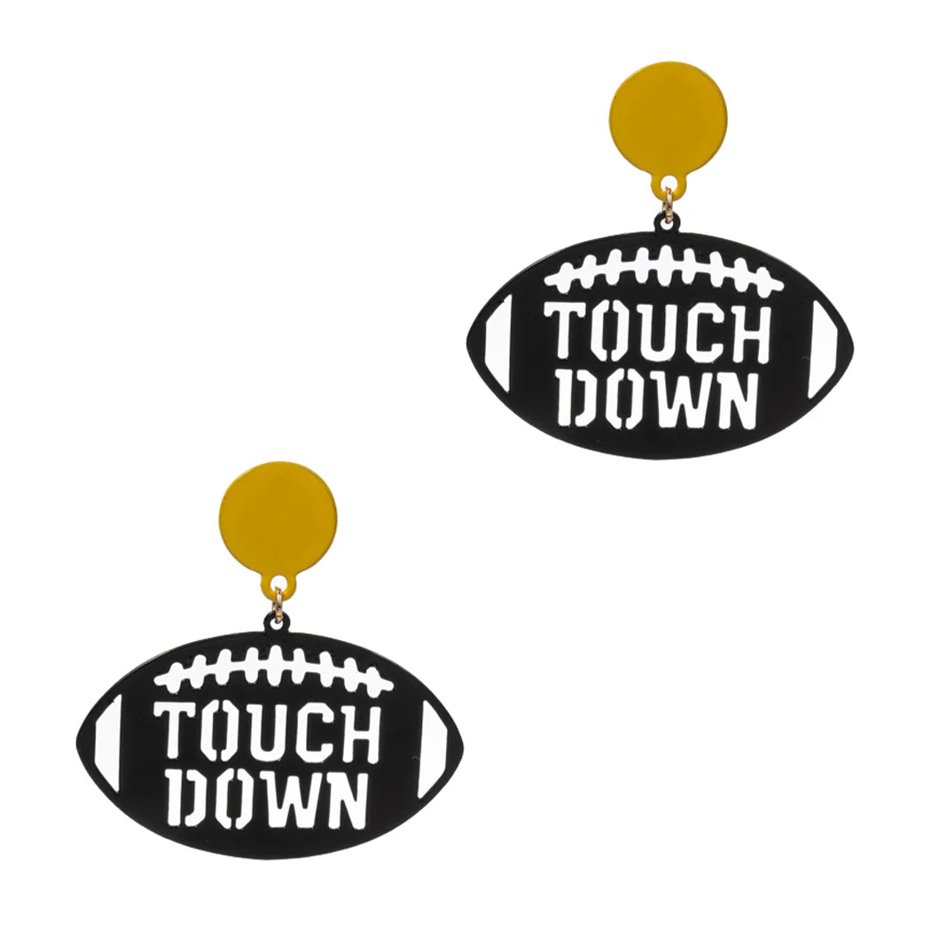 Metal Football Touchdown Cut Out Earring