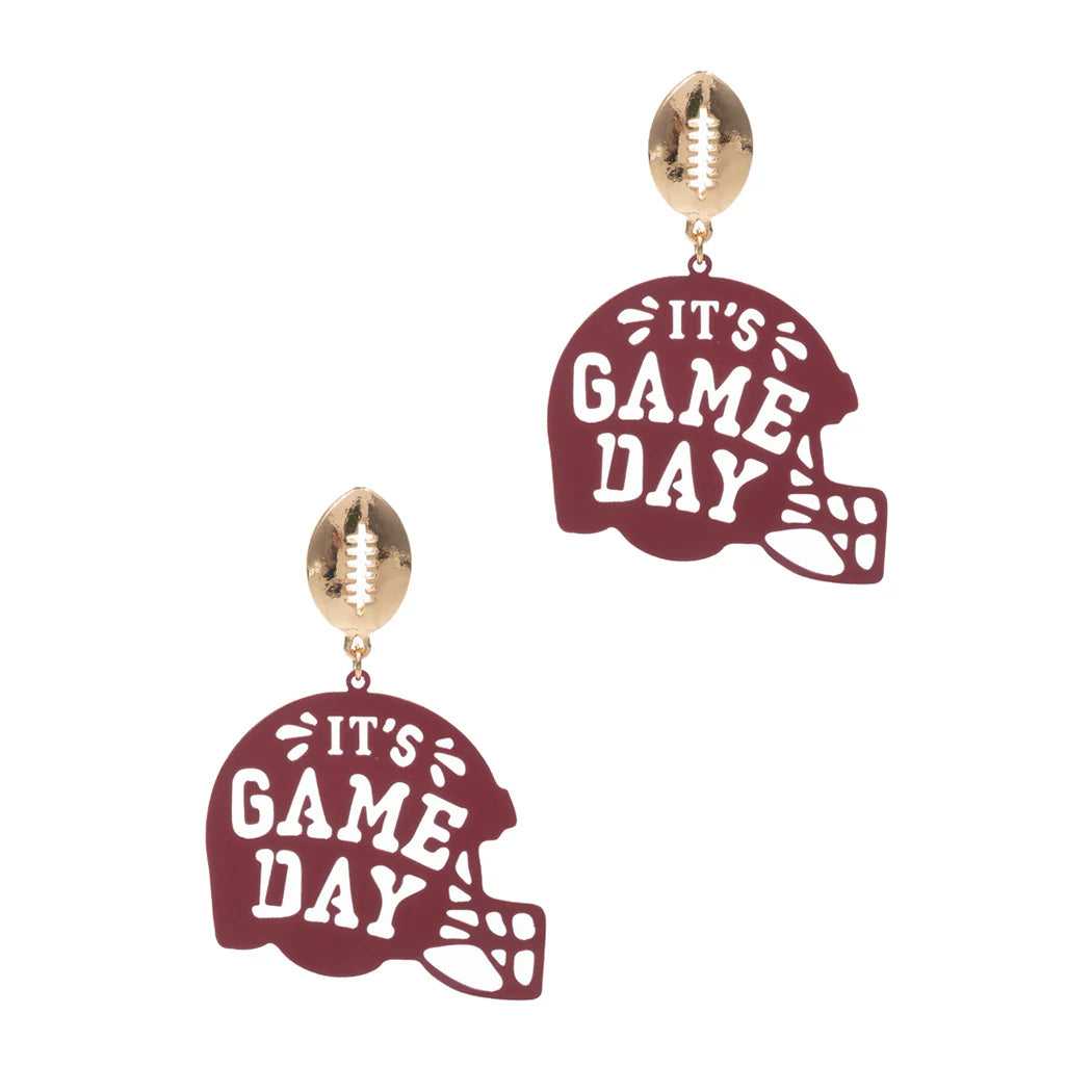 Metal Helmet Game Day Cut Out Earring