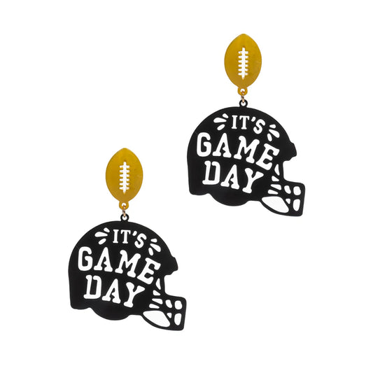 Metal Helmet Game Day Cut Out Earring