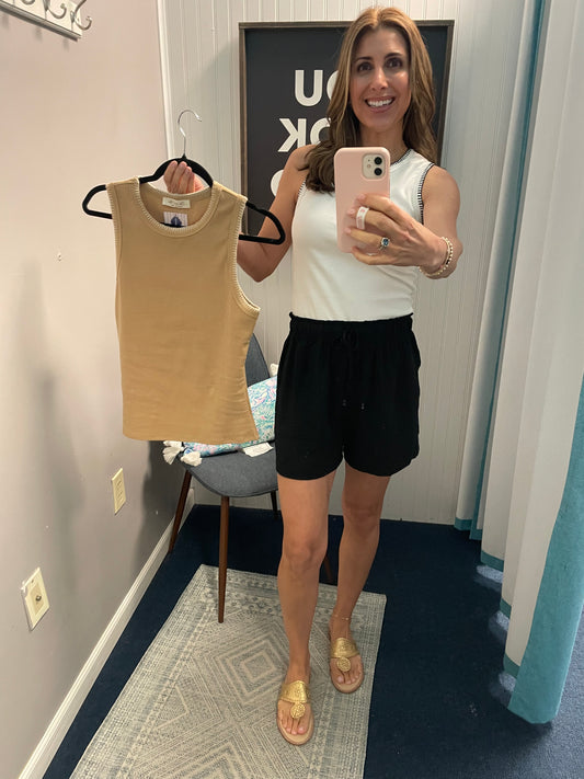 Solid Blanket Stitch Tank Top