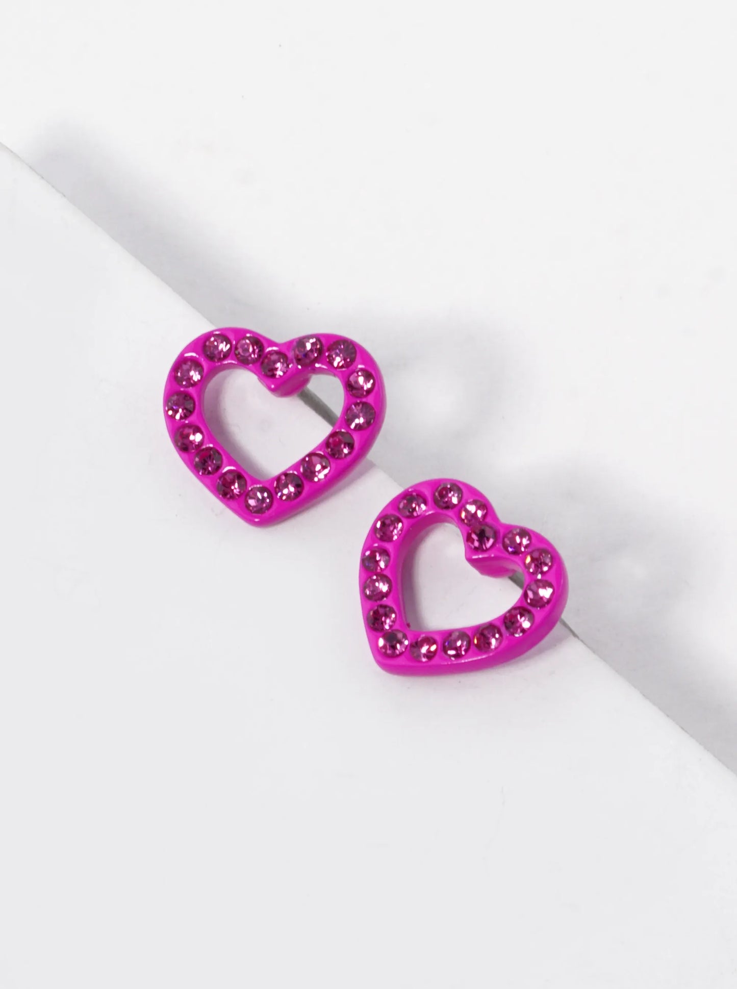 Rhinestone Open Heart Stud Earring