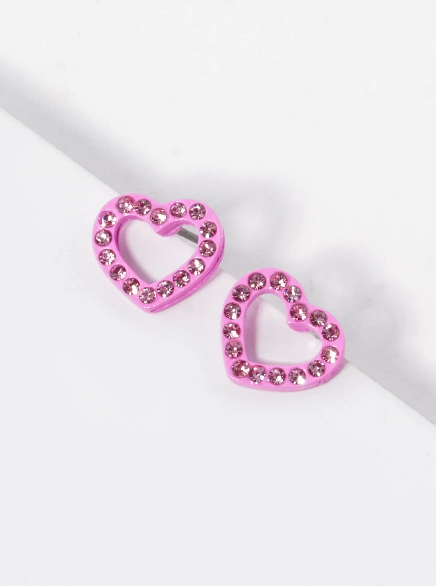 Rhinestone Open Heart Stud Earring