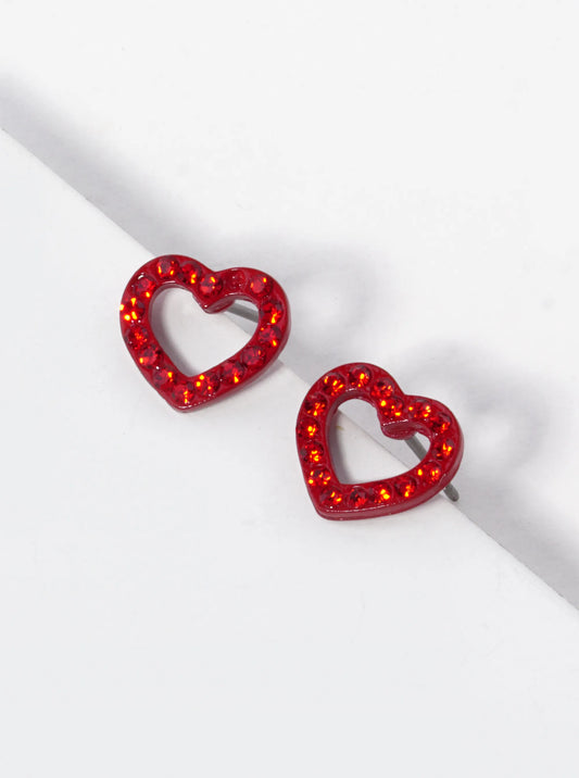 Rhinestone Open Heart Stud Earring