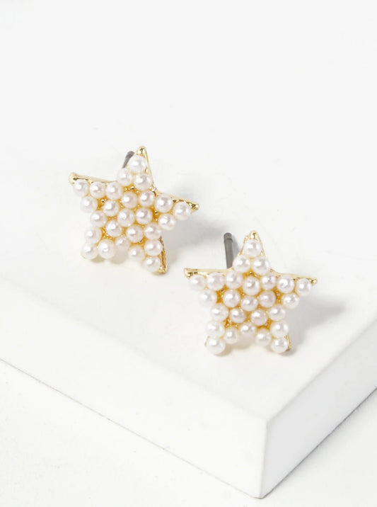 Pearl Pave Star Stud Earring
