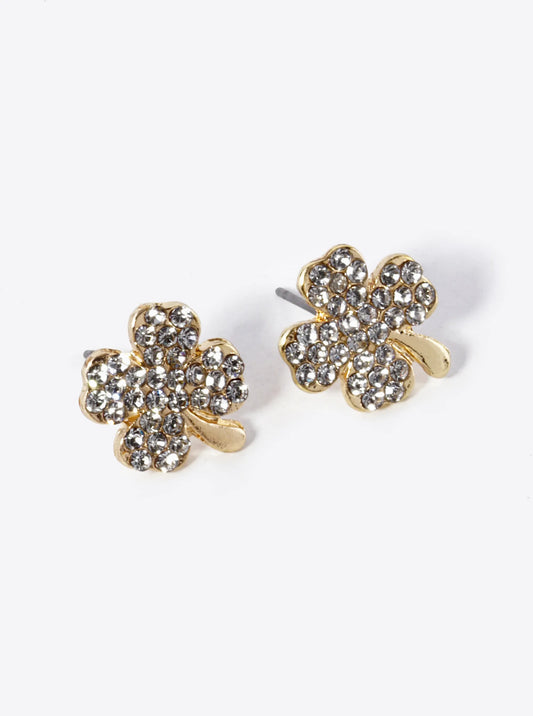 Crystal Pave Clover Stud Earring