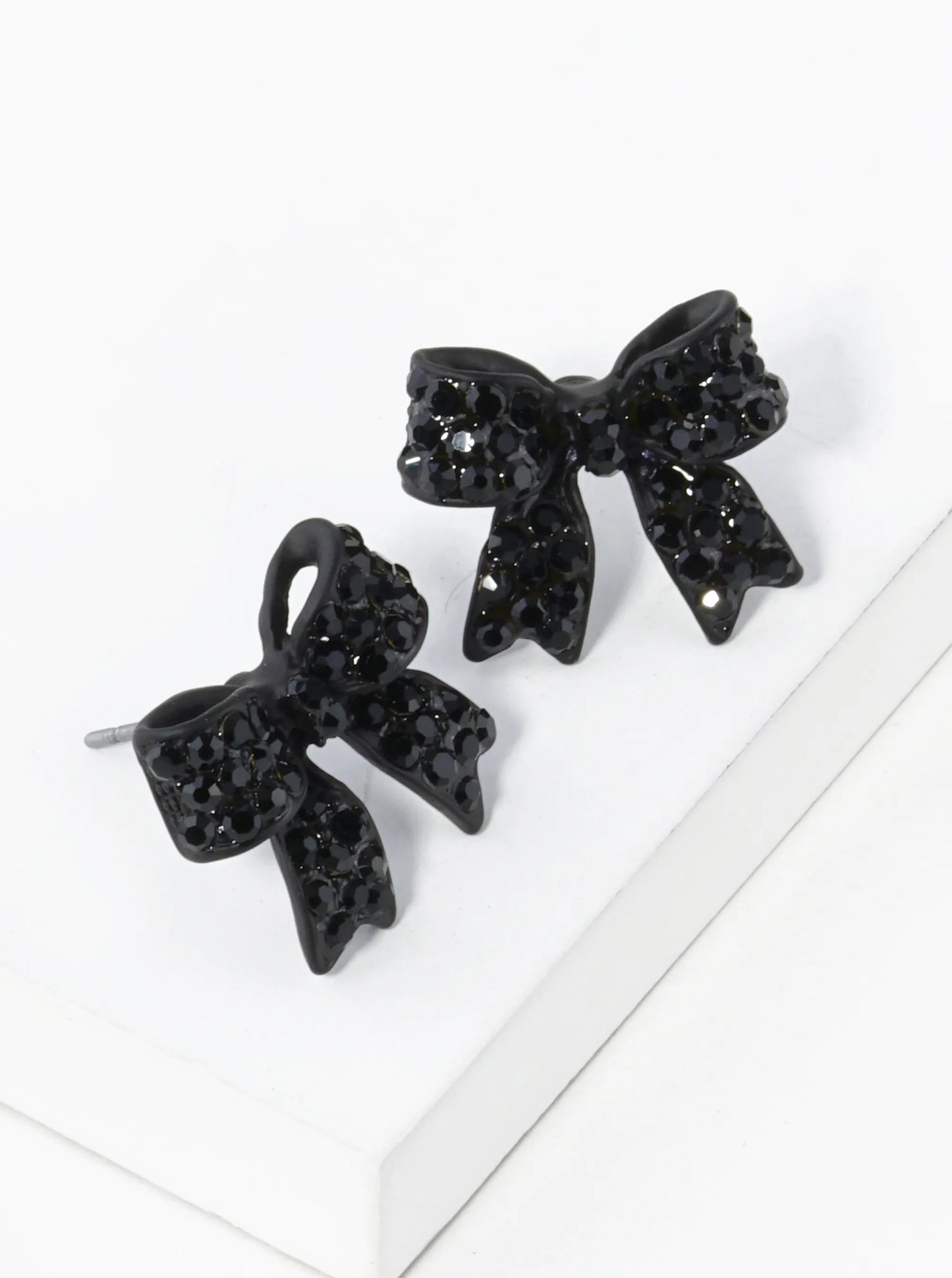 Large Colored Pave Bow Stud Earring