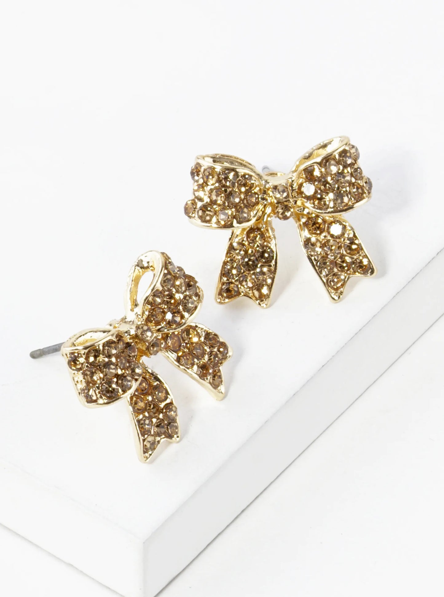 Large Colored Pave Bow Stud Earring