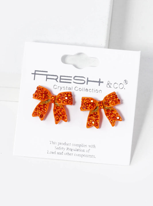 Colored Pave Bow Stud Earring
