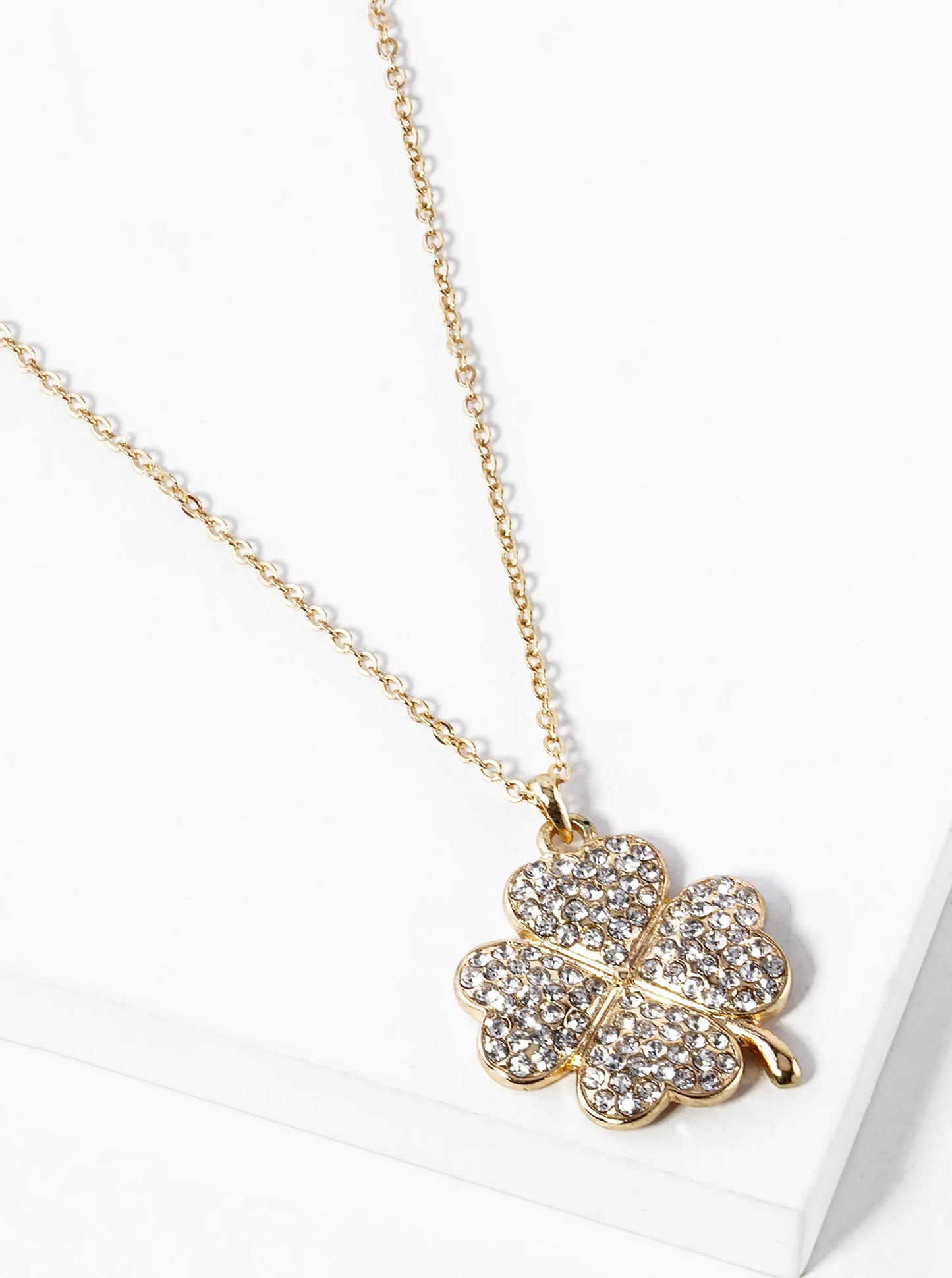 Crystal Pave Four Leaf Clover Necklace