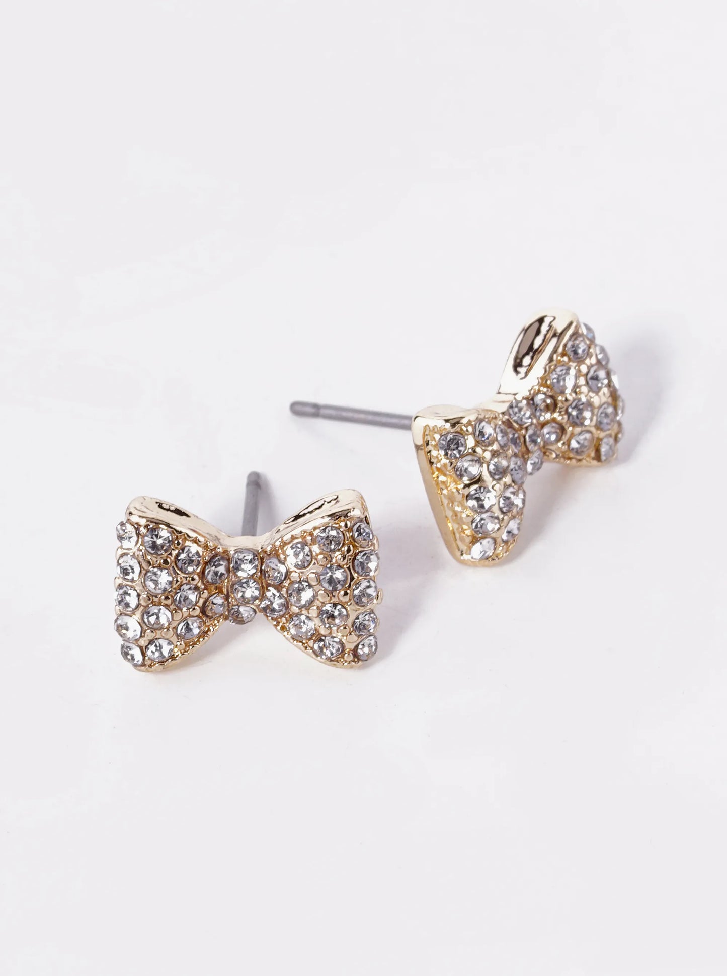 Rhinestone Pave Bow Tie Stud Earring