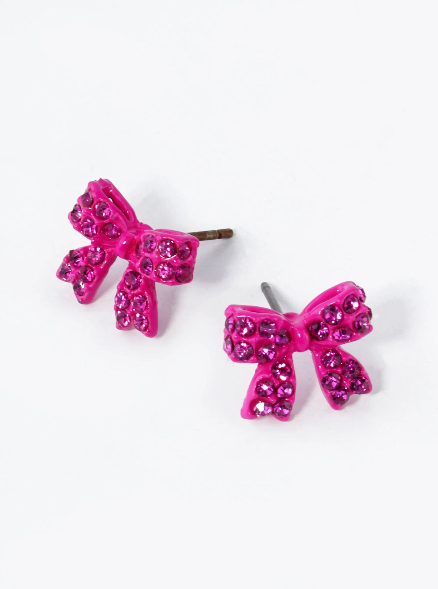 Small Colored Pave Bow Stud Earring