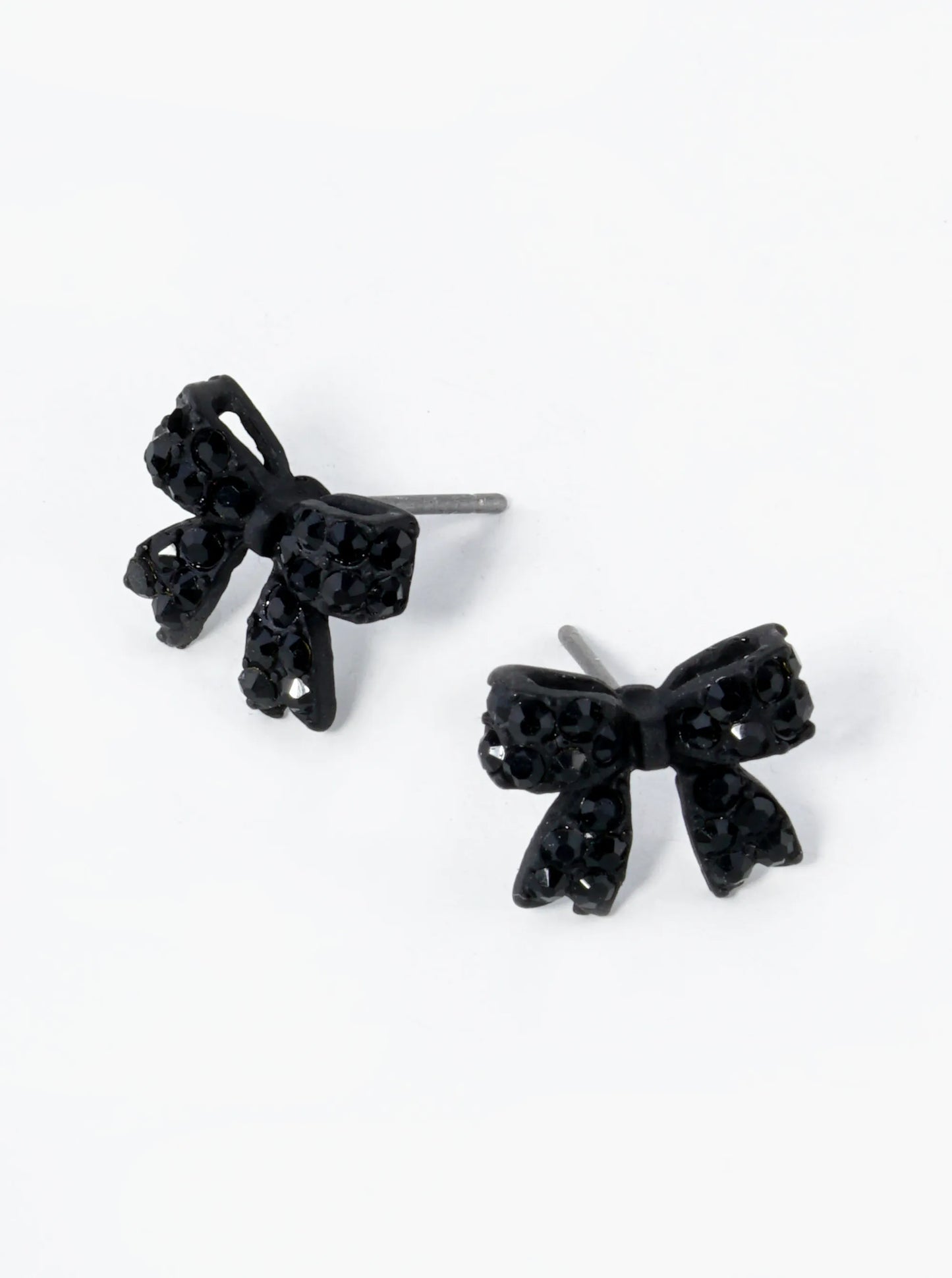 Small Colored Pave Bow Stud Earring