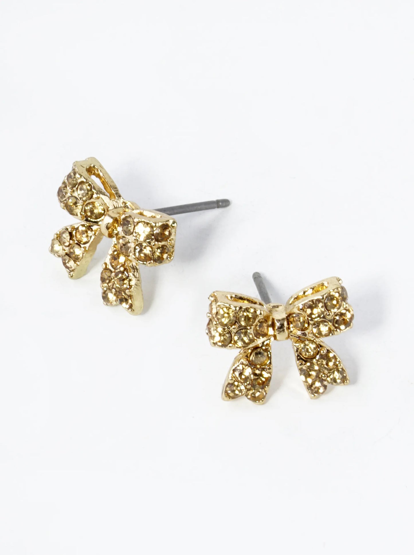 Small Colored Pave Bow Stud Earring