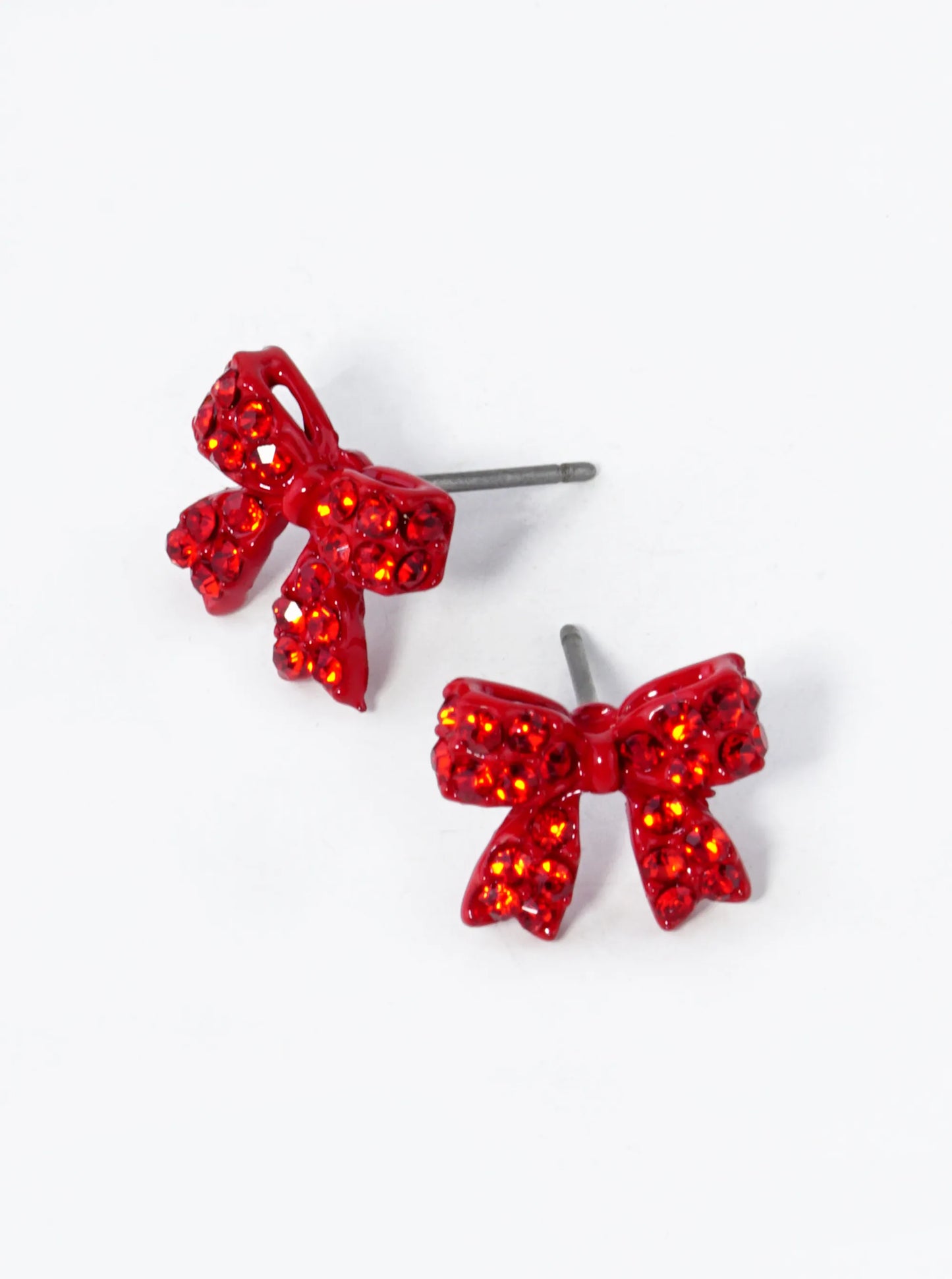 Small Colored Pave Bow Stud Earring